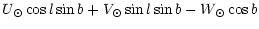 $\displaystyle U_\odot \cos l \sin b + V_\odot \sin l \sin b
- W_\odot \cos b$