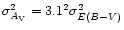 $\sigma^2_{A_{\rm V}} = 3.1^2 \sigma^2_{E(B-V)}$