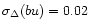 $\sigma_{\Delta}(bu) = 0.02$