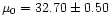 $\mu_{\rm0} = 32.70 \pm 0.50$