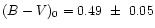 $(B-V)_0 = 0.49 ~\pm~ 0.05$