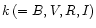 $k\,(=B,V,R,I)$
