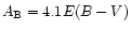 $A_{\rm B} = 4.1 E(B-V)$