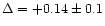 $\Delta = +0.14 \pm 0.1$