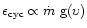 $\epsilon_{\rm cyc} \propto
\dot m~{\rm g}(\upsilon)$