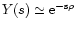$Y(s) \simeq \rm e^{-s \rho}$