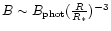 $B\sim B_{\rm phot}(\frac{R}{R_\ast})^{-3}$