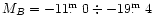 $M_B = -11\hbox{$.\!\!^{\rm m}$ }0 \div -19\hbox{$.\!\!^{\rm m}$ }4$