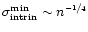 $\sigma_{\rm intrin}^{\rm min}\sim
n^{\nicefrac{-1}{4}}$