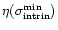 $\eta(\sigma_{\rm intrin}^{\rm min})$