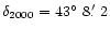 $\delta_{2000} = 43\hbox{$^\circ$ }8\hbox{$.\mkern-4mu^\prime$ }2$