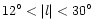 $12^\circ <\vert l\vert<30^\circ$