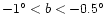 $-1^\circ <b<-0.5^\circ $