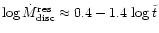 $\log \dot{M}_{{\rm disc}}^{{\rm res}} \approx
0.4-1.4\,\log \tilde{t}$