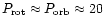 $P_{\rm rot}\approx P_{\rm orb}\approx 20$