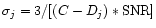 $\sigma_j=3/[(C-D_j)*{\rm SNR}]$