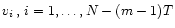 $v_i\,,\, i = 1,\dots,N-(m-1)T$