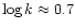 $\log k \approx 0.7$