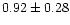 $ 0.92 \pm 0.28$