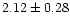 $ 2.12 \pm 0.28 $