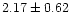 $ 2.17 \pm 0.62$