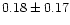 $ 0.18 \pm 0.17$