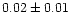 $ 0.02 \pm 0.01$