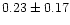 $ 0.23 \pm 0.17$