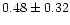 $ 0.48 \pm 0.32$