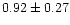 $ 0.92 \pm 0.27$