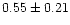 $ 0.55 \pm 0.21$