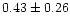$ 0.43 \pm 0.26$