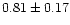 $ 0.81 \pm 0.17$