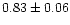 $ 0.83 \pm 0.06 $