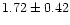 $ 1.72 \pm 0.42$