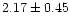 $ 2.17 \pm 0.45$