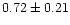 $ 0.72 \pm 0.21$