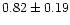 $ 0.82 \pm 0.19$
