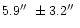 $5.9\hbox{$^{\prime\prime}$ }\pm3.2\hbox{$^{\prime\prime}$ }$