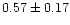 $ 0.57 \pm 0.17$