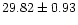 $ 29.82 \pm 0.93$