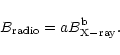 \begin{displaymath}B_{\rm radio} = a B_{\rm X-ray}^{\rm b}.\end{displaymath}
