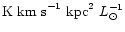 ${\rm K ~km~s}^{-1}~{\rm
kpc}^2~{L}_{\odot}^{-1}$