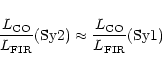 \begin{displaymath}\frac{L_{\rm CO}}{L_{\rm FIR}}({\rm Sy}2)\approx\frac{L_{\rm CO}}{L_{\rm
FIR}}({\rm Sy}1)
\end{displaymath}
