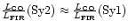 $\frac{L_{\rm CO}}{L_{\rm
FIR}}({\rm Sy2})\approx\frac{L_{\rm CO}}{L_{\rm FIR}}({\rm Sy1})$