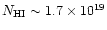 $N_{\rm HI}\sim 1.7\times10^{19}$