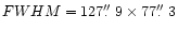 $FWHM = 127\hbox{$.\!\!^{\prime\prime}$ }9\times77\hbox{$.\!\!^{\prime\prime}$ }3$