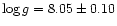 $\log g = 8.05 \pm 0.10$