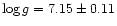 $\log g = 7.15 \pm 0.11$