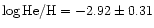 $\log {\rm He/H} = -2.92 \pm 0.31$